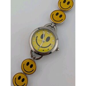 Accutime Smiley Face Watch Women 24mm Case 6.75" Band- New Battery